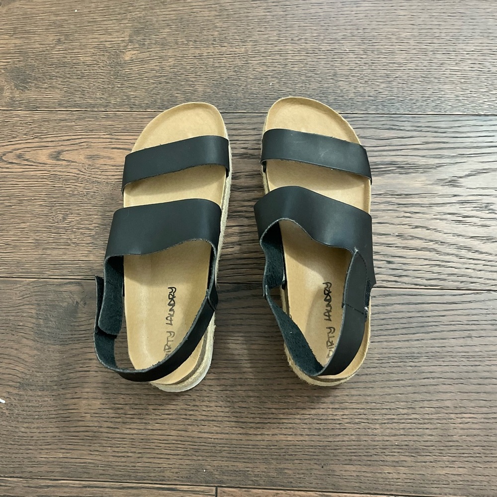 Black Platform Sandals, Size 10